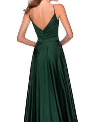 La Femme - V-Neck Long A-Line Prom Dress