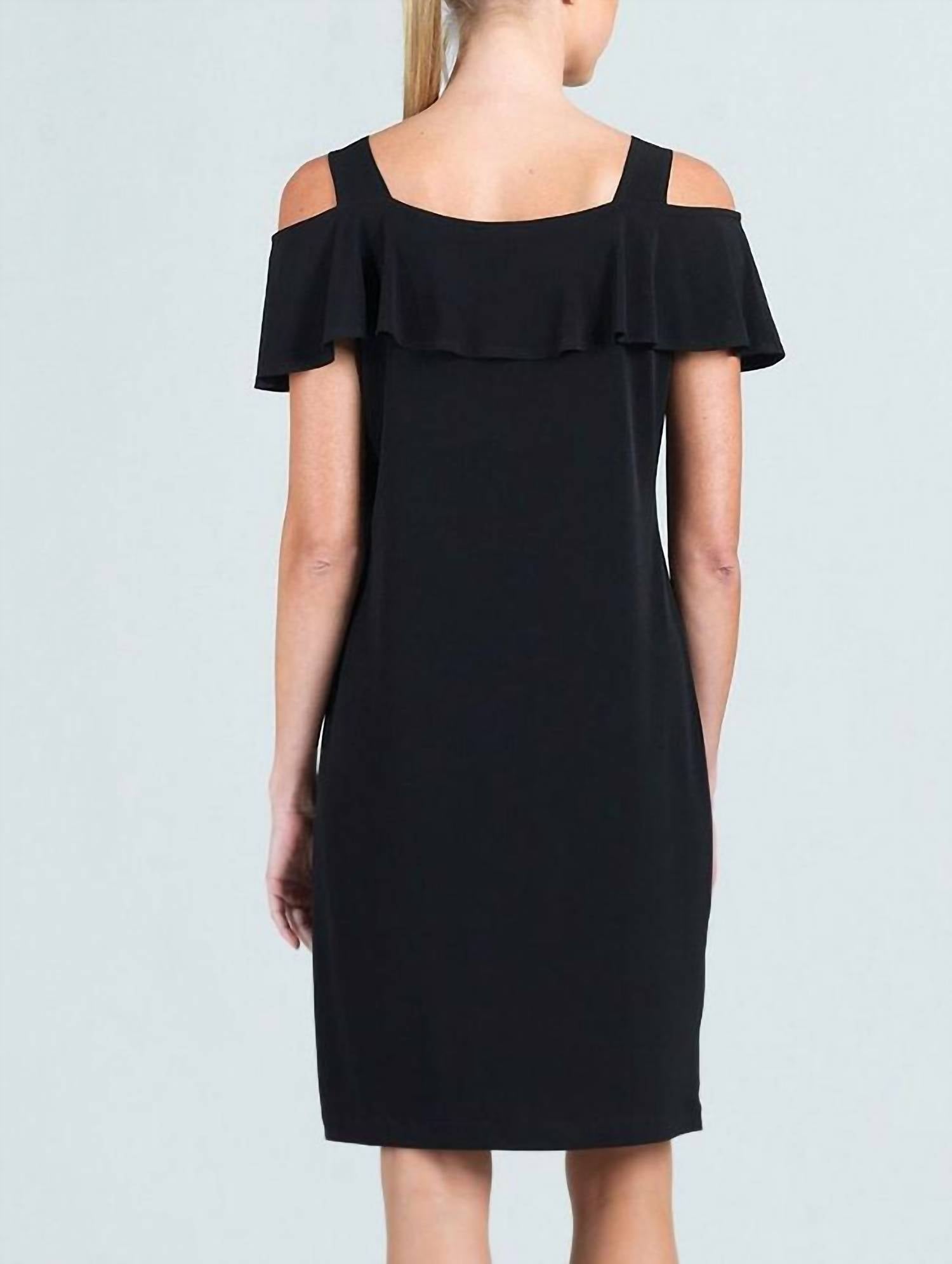Clara Sunwoo - OPEN SHOULDER RUFFLE NECKLINE DRESS