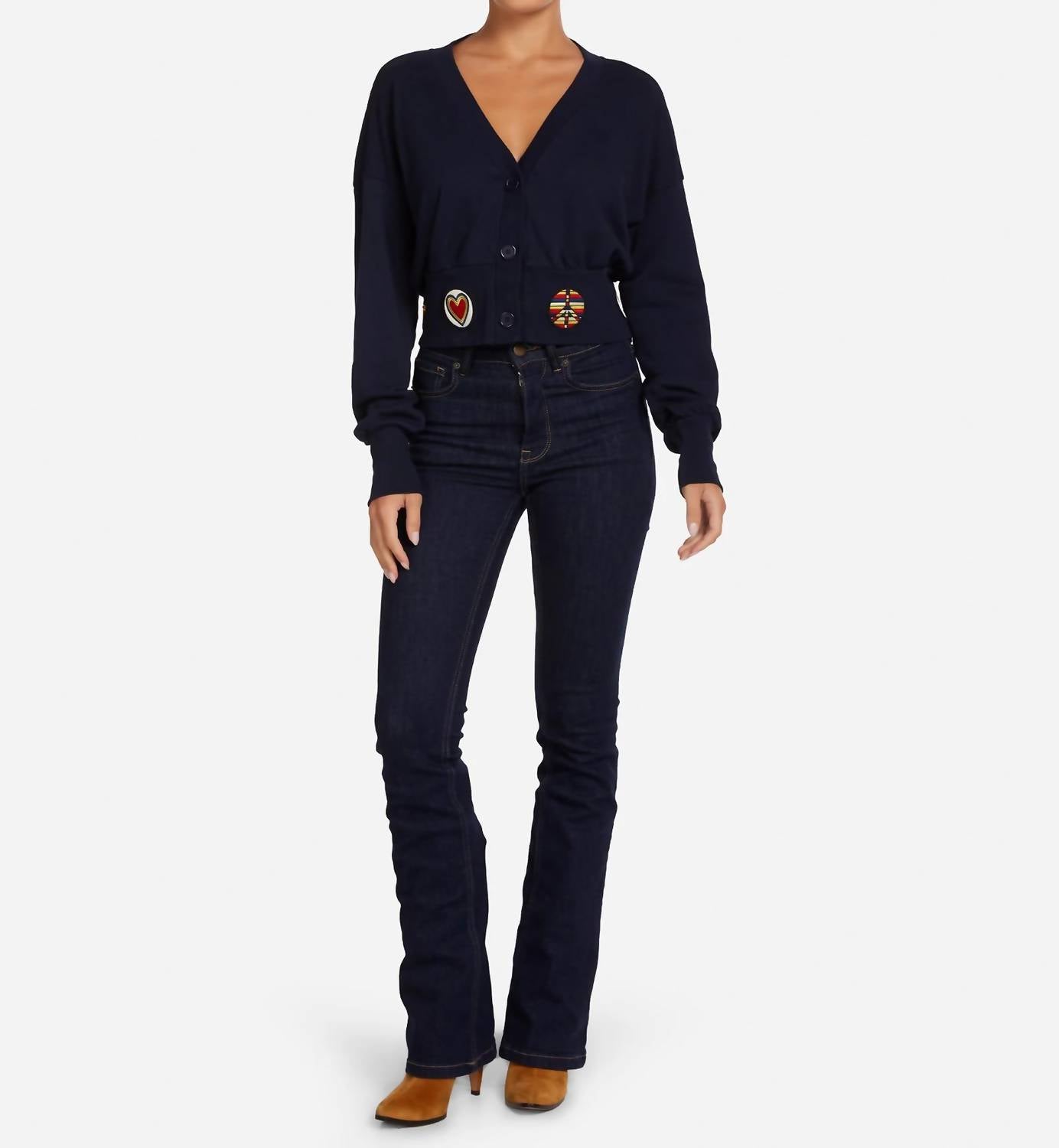Lauren Moshi - Camas Hippie Peace Love Patches Cardigan