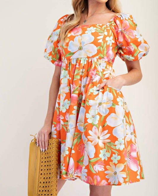 Easel - Floral Poplin Smocked Dress