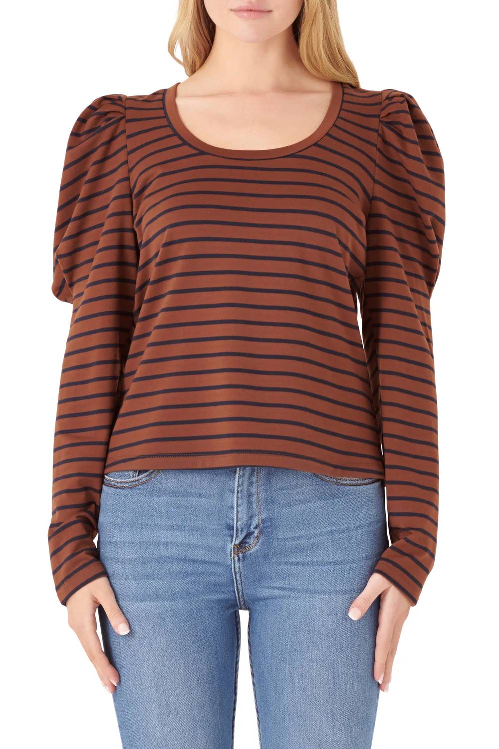 English Factory - Striped Puff Sleeve Top