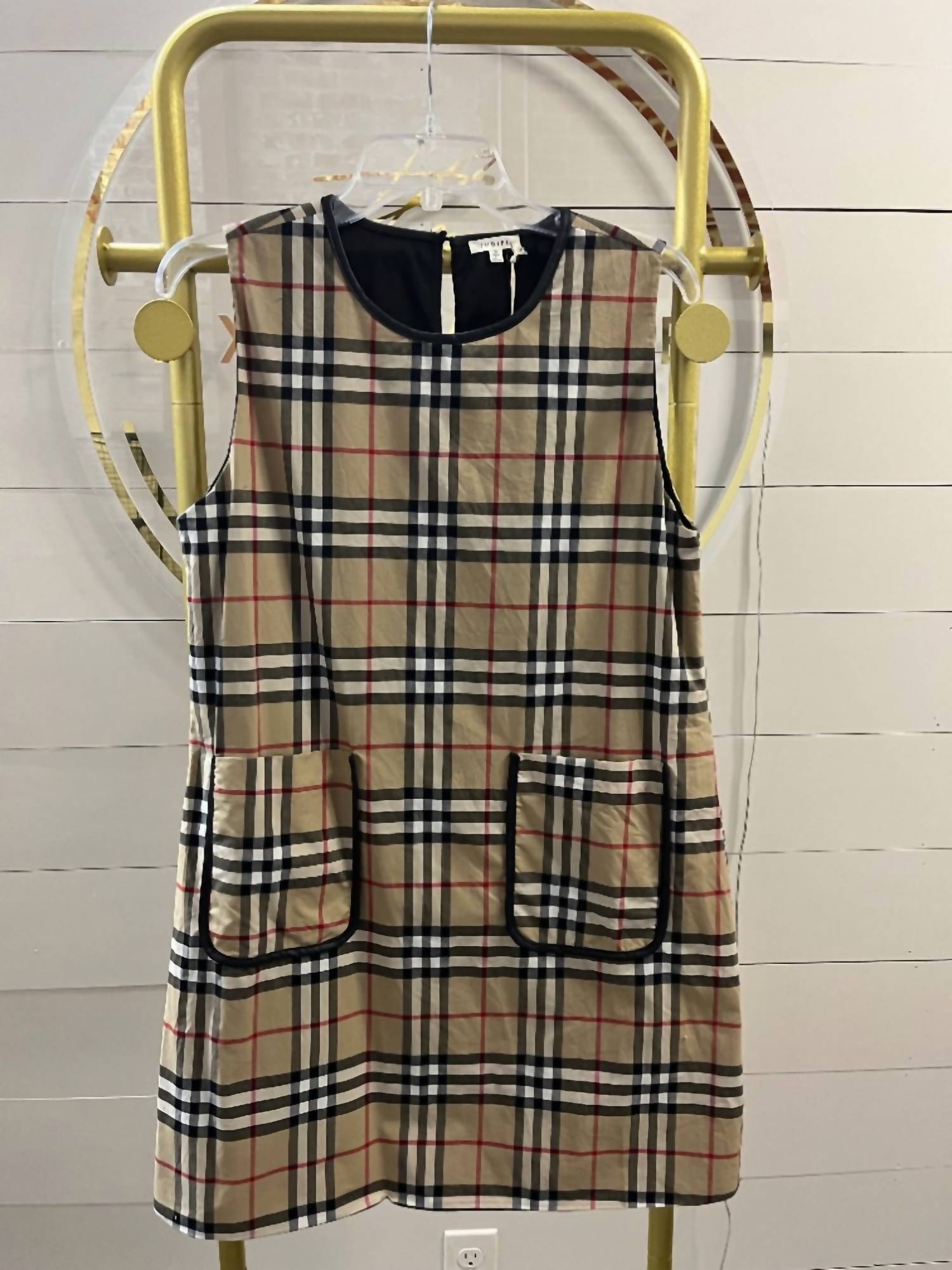 Jodifl Plaid Pocket Sleeveless Dress in black khaki red plaid - women's dress - view 4