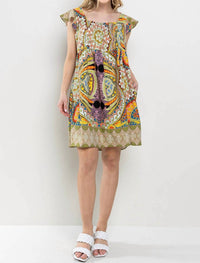 Ces Femme - Smocked Squared Neck Dress