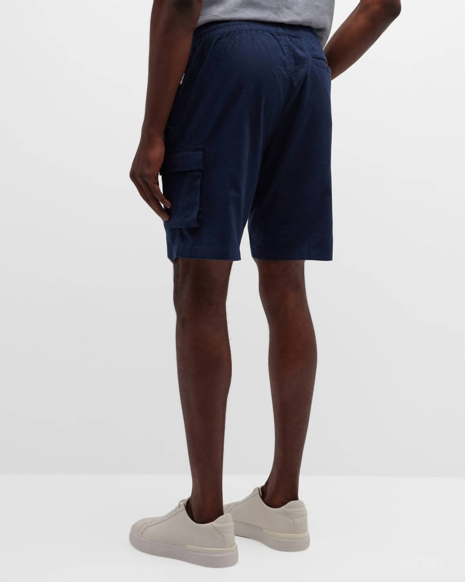 MEN STRETCH LINEN PULL ON CARGO SHORT