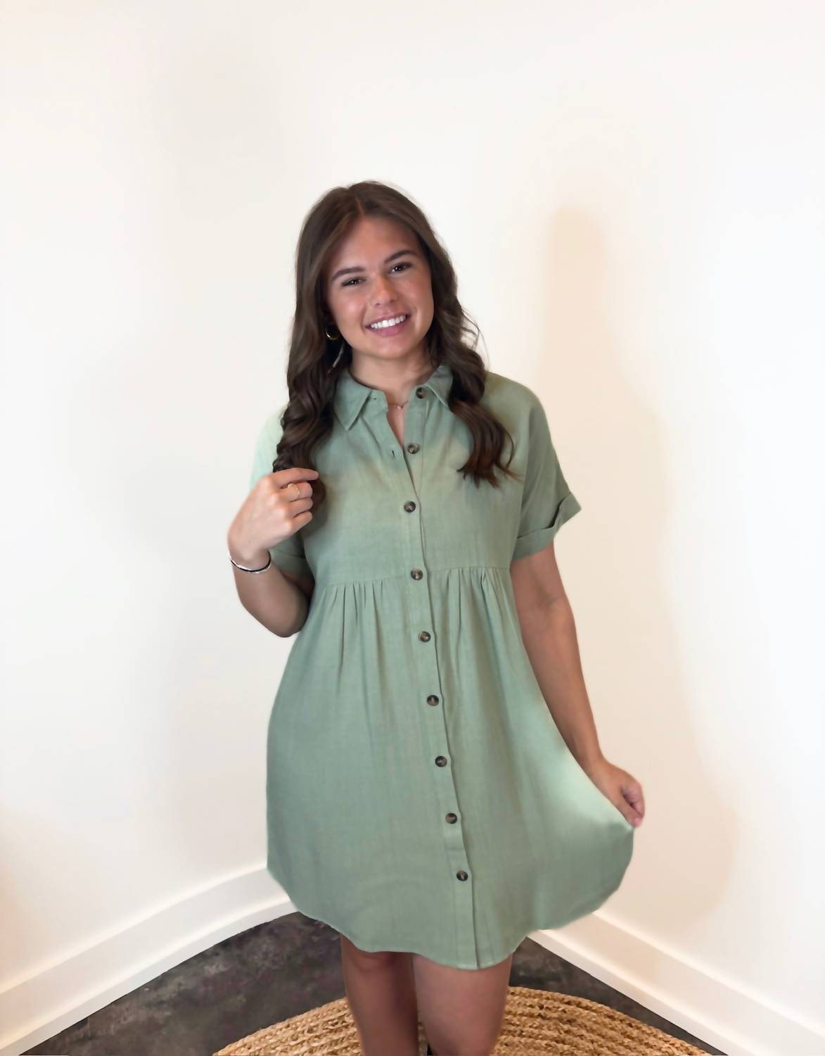 Hem & Thread - Women's Evania Dolman Sleeve Shirt Dress