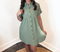 Hem & Thread - Women's Evania Dolman Sleeve Shirt Dress