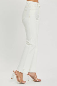 Amelia K. Luxe Raw Edge Jeans in white - women's jeans - detail view