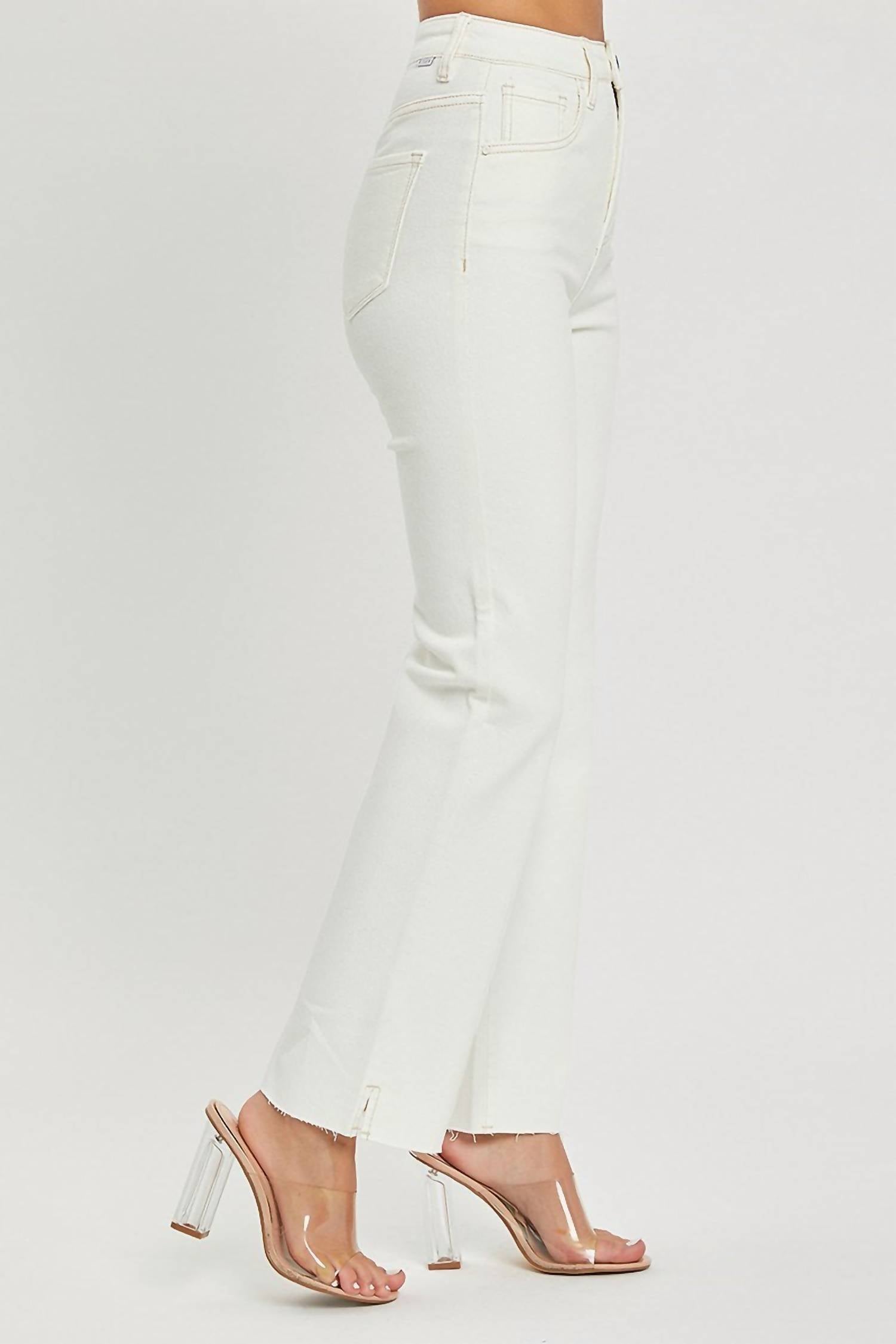 Amelia K. Luxe Raw Edge Jeans in white - women's jeans - detail view