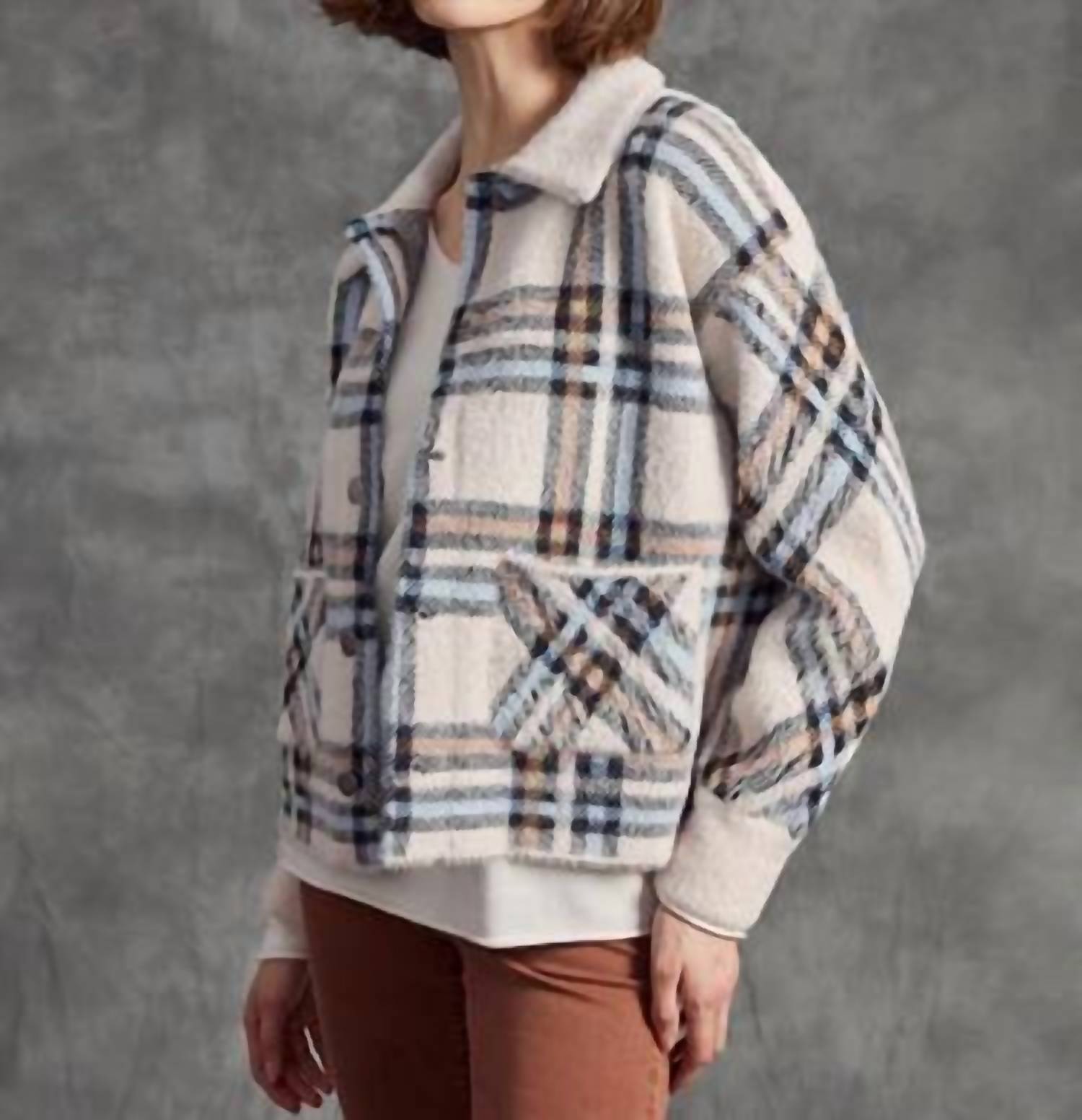 Charlie B - Short Plaid Knit Jacket