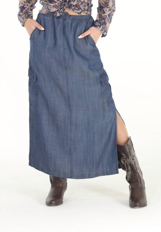 Paparazzi - Tencel Pull-on Slit Side Cargo Skirt