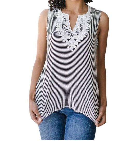 White Birch - Stripes Lace Top