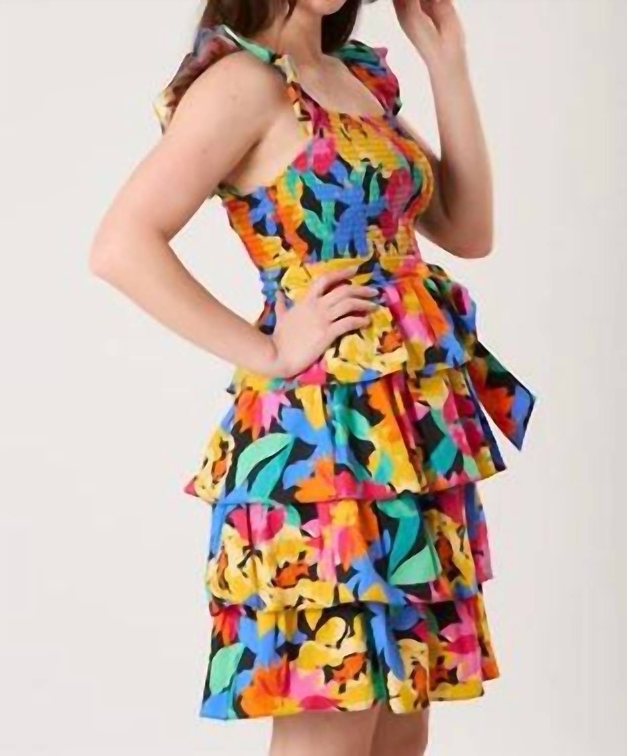 Peach Love - Tiered Floral Dress