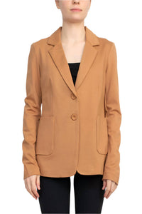 T Tahari - Notched Collar Two Button With Patch Pockets Knit Blazer