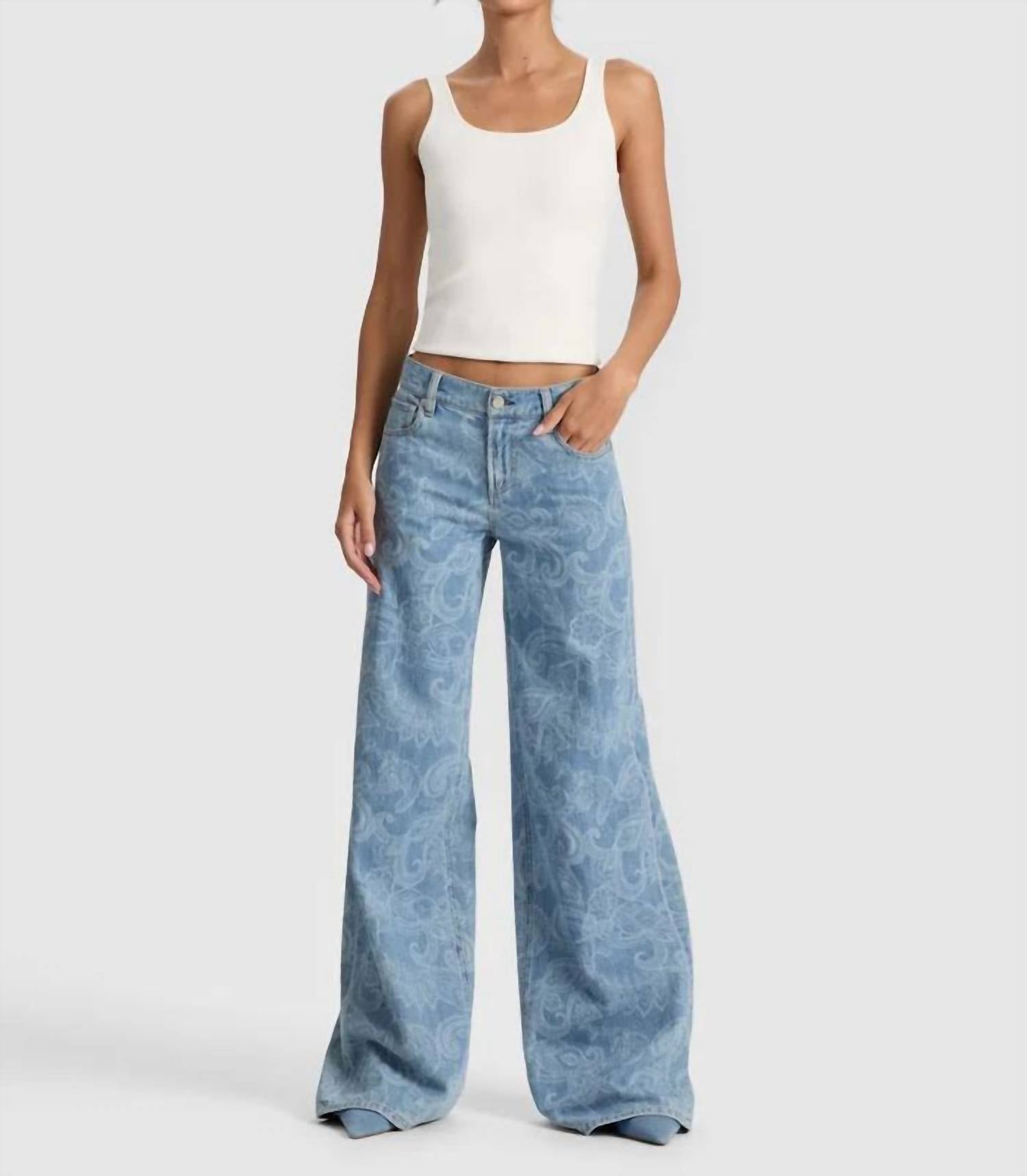 alice + olivia Amazing Baggy Jean in laser paisley - women's jeans