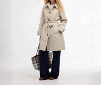 Barbour Women's Maia Showerproof Jacket in mist dress navy tartan - women's jacket
