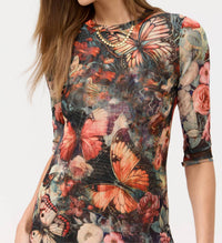 Johnny Was - 3/4 SLEEVE MESH MIDI DRESS