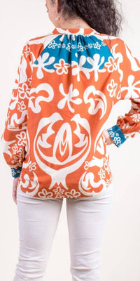 Gigi Moda - Two-Tone Aloha Print Shirt