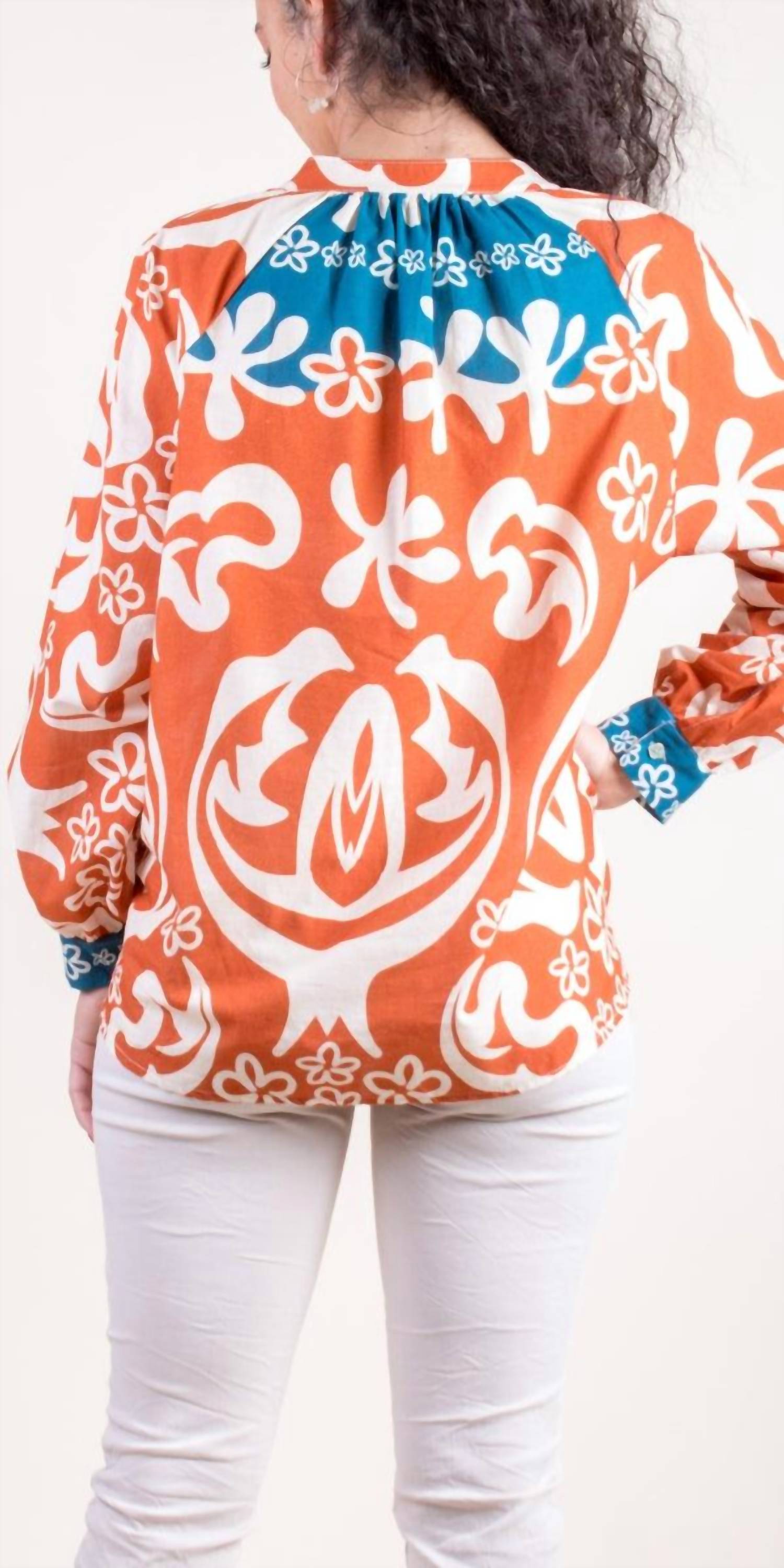 Gigi Moda - Two-Tone Aloha Print Shirt