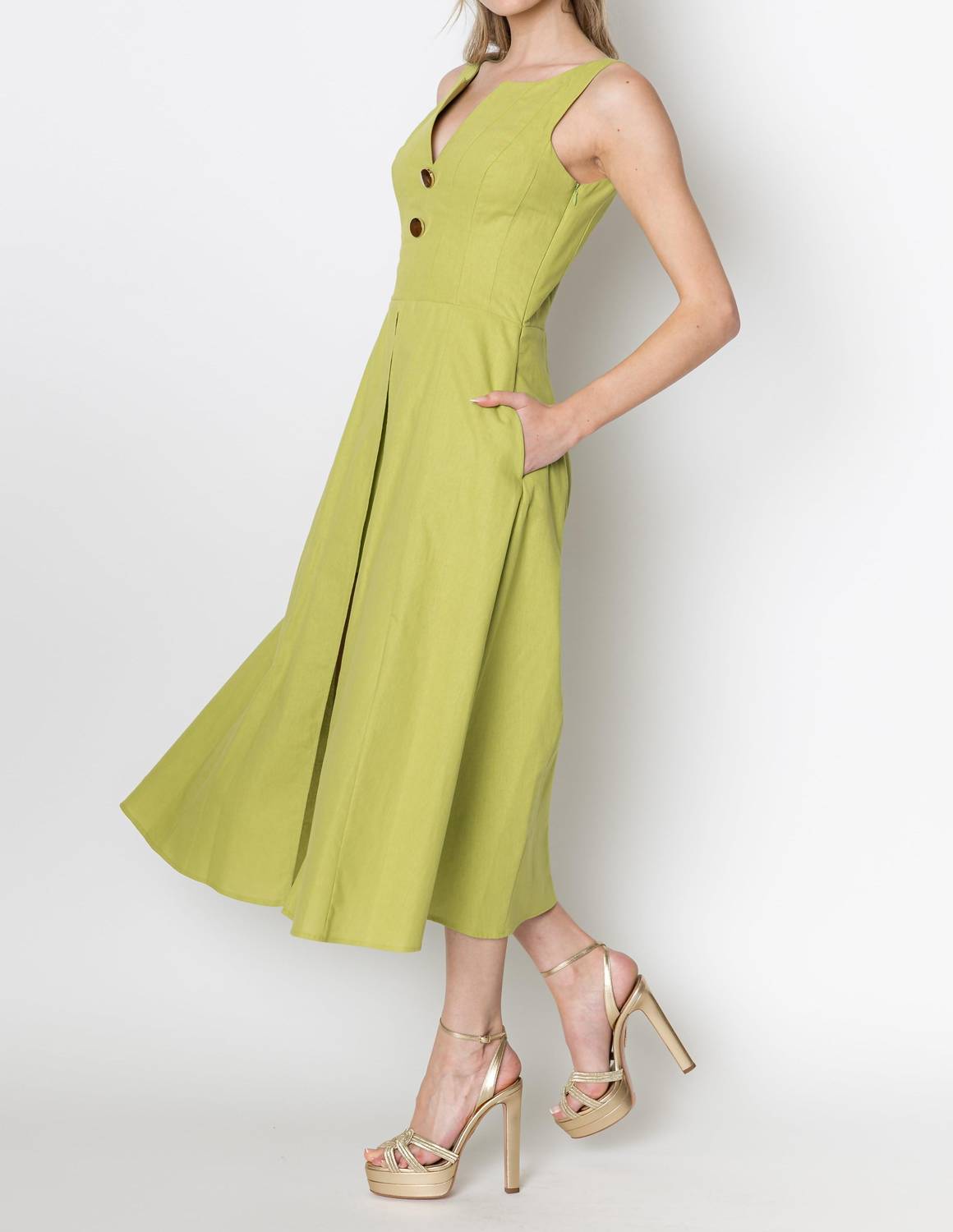 Zetaye - Celeste Linen Cotton Midi Dress