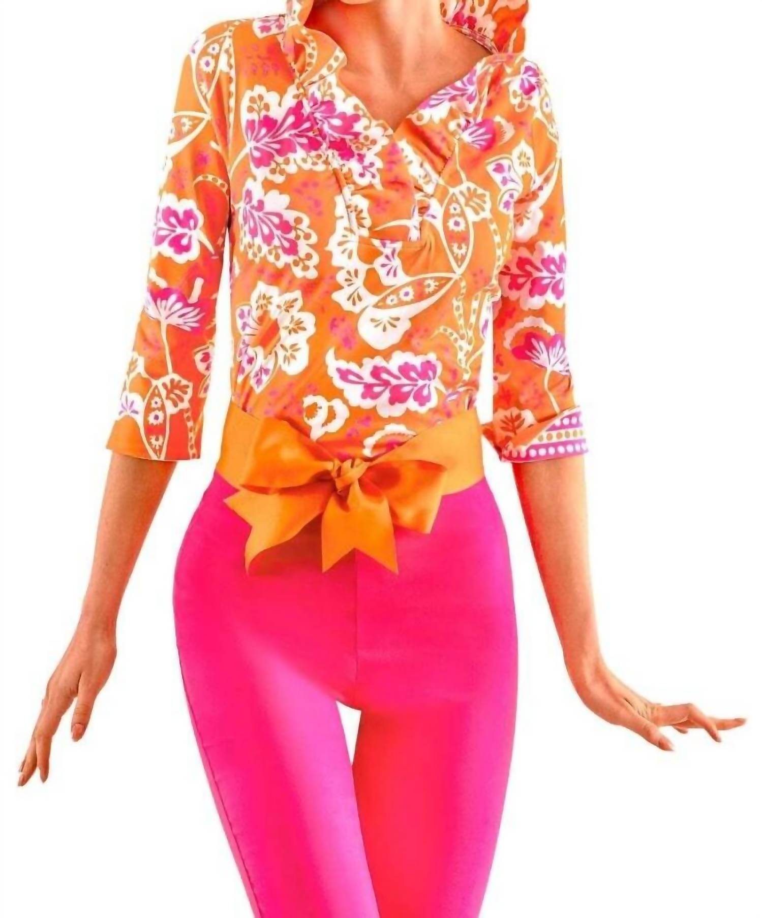 Gretchen Scott - Ruffleneck 3/4 Sleeve Top