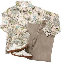 entro Women's Floral Button Up Top in jade - women's blouse