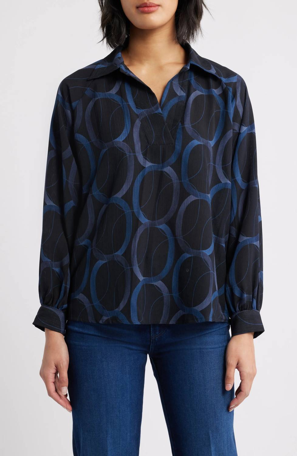 Apny - Half Plaket Pullover Blouse