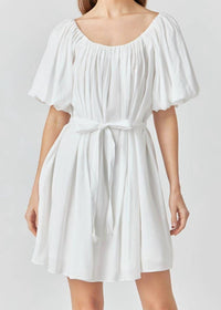 Endless Rose - Eloise Pleated Puff Sleeve Mini Dress