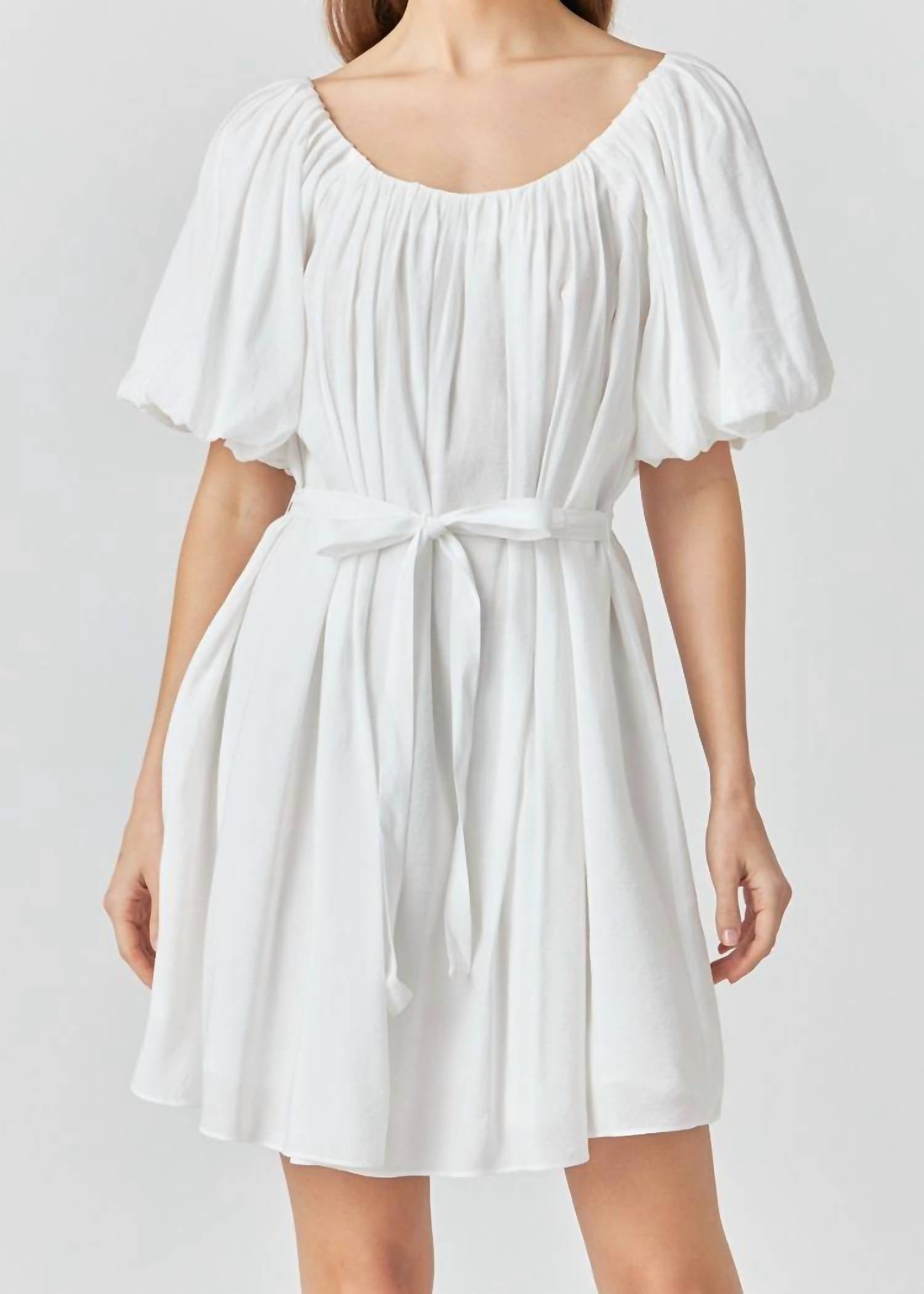 Endless Rose - Eloise Pleated Puff Sleeve Mini Dress