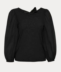 Nation LTD Shalom Tie Back Combo Tee in jet black - women's long sleeve top - view 4