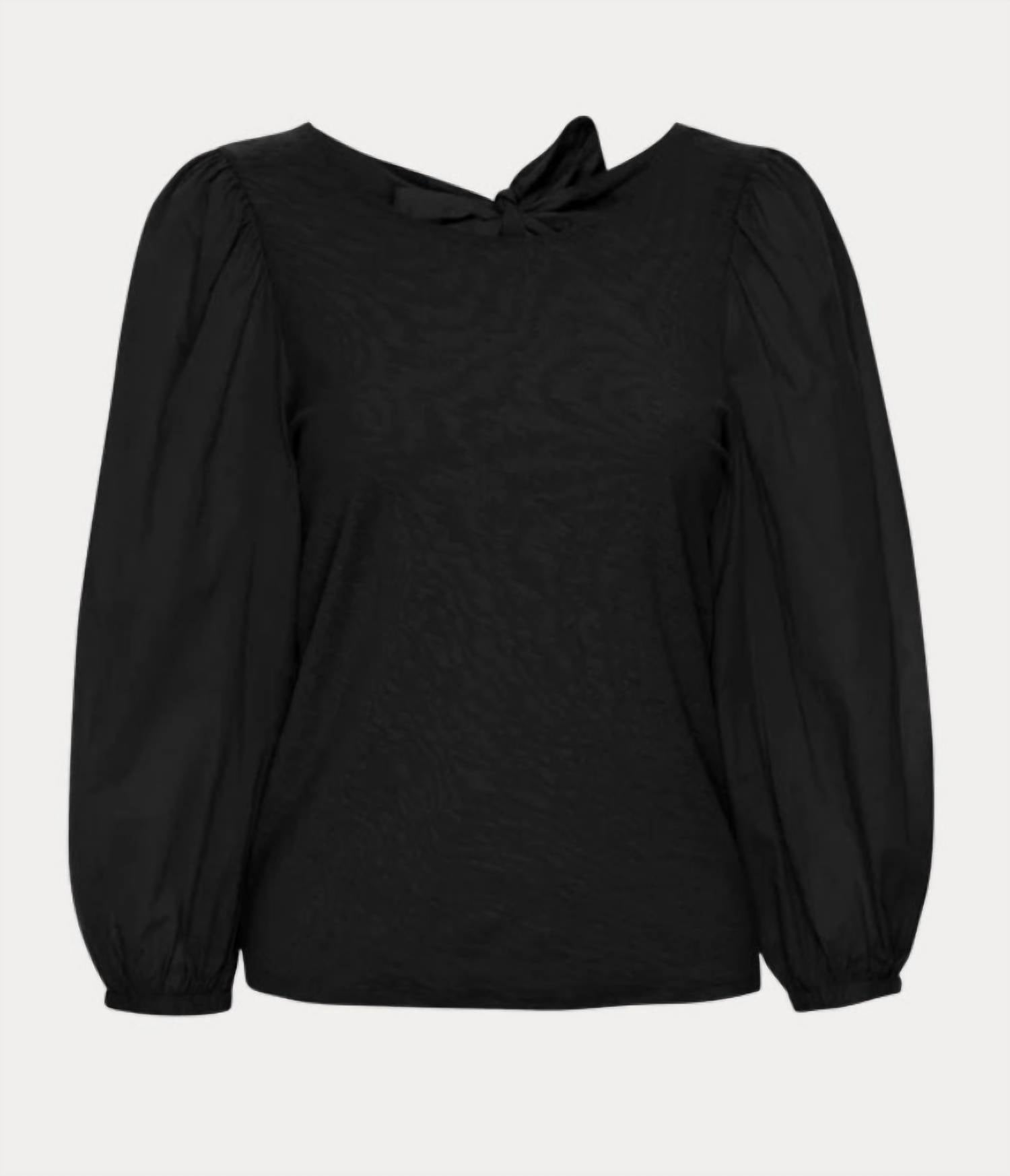 Nation LTD Shalom Tie Back Combo Tee in jet black - women's long sleeve top - view 4
