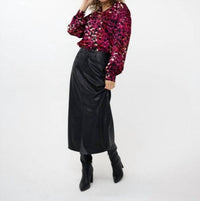 Esqualo - Long Vegan Leather Skirt With Slit