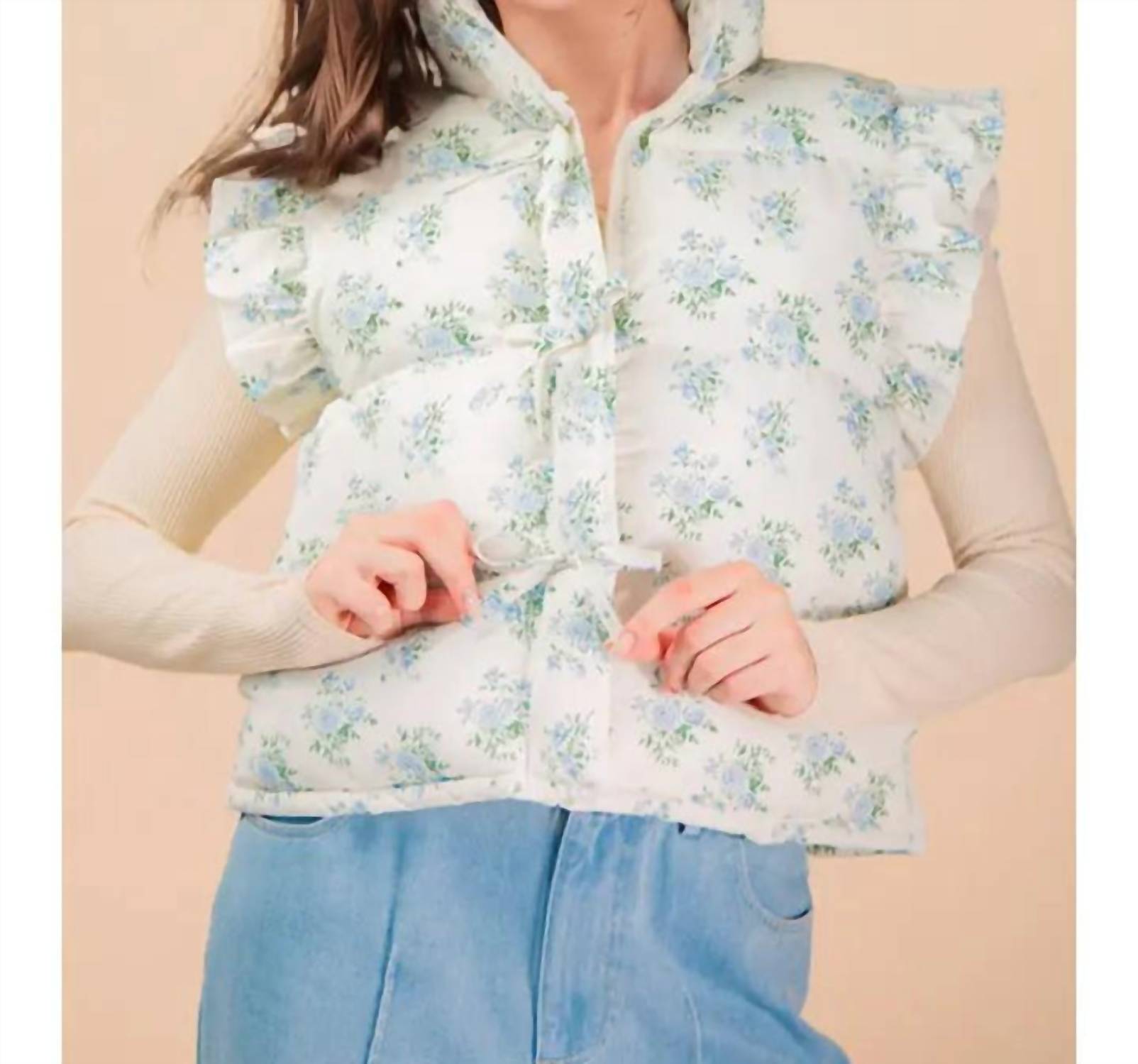 Very J - Pastel Bloom Puffer Vest
