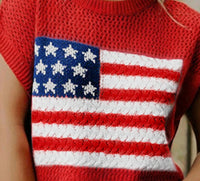 Fashionworks - Flag Graphic Short Sleeve Sweater Top