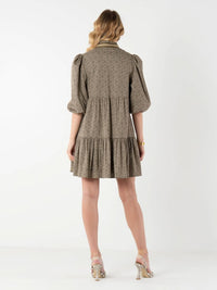 Emily McCarthy Sadie Dress in green tonal monogram - women's dress - alternate view