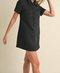 MABLE Tweed Mini Dress in black - women's dress - alternate view
