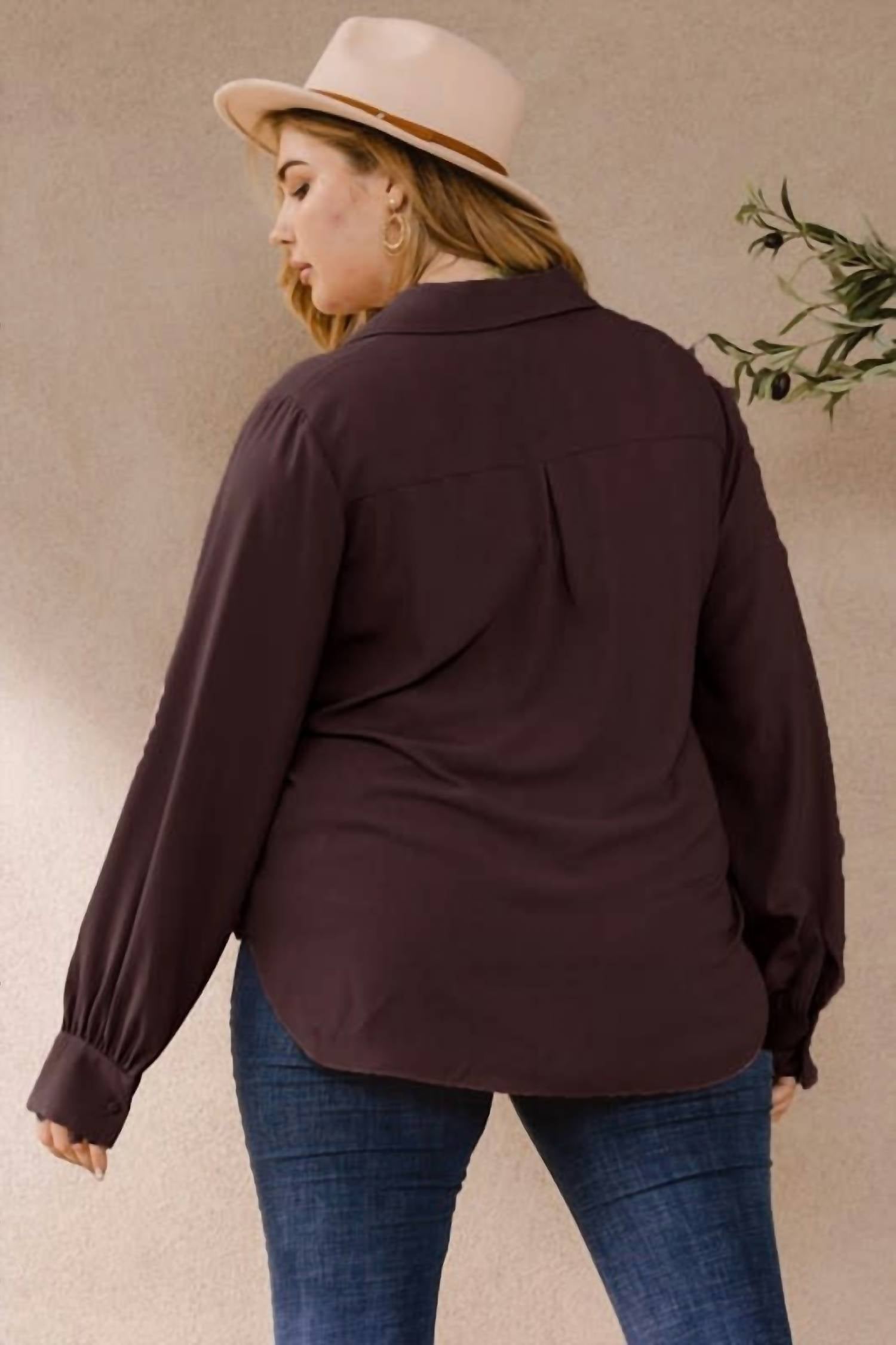 Oddi - Draped Wrap Twist Shirt Blouse - Plus