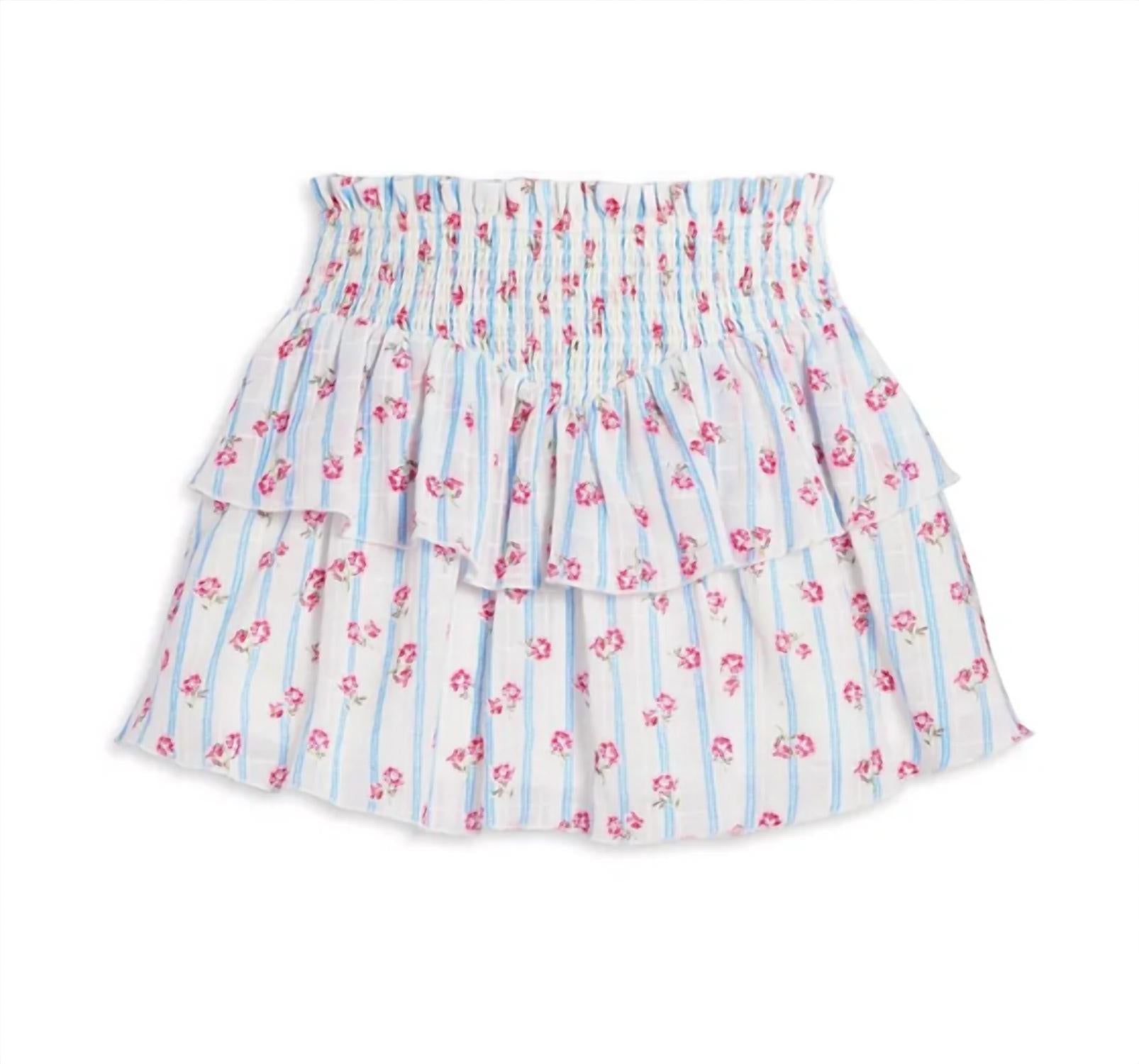 Katie J NYC Girl's Brooke Skirt in petunia stripe - kids' skirt - detail view