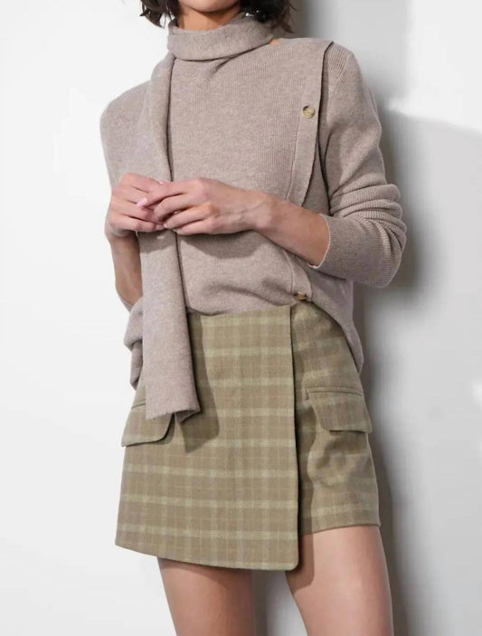 Greylin - Acacia Scarf Neck Asymmetric Button Up Sweater