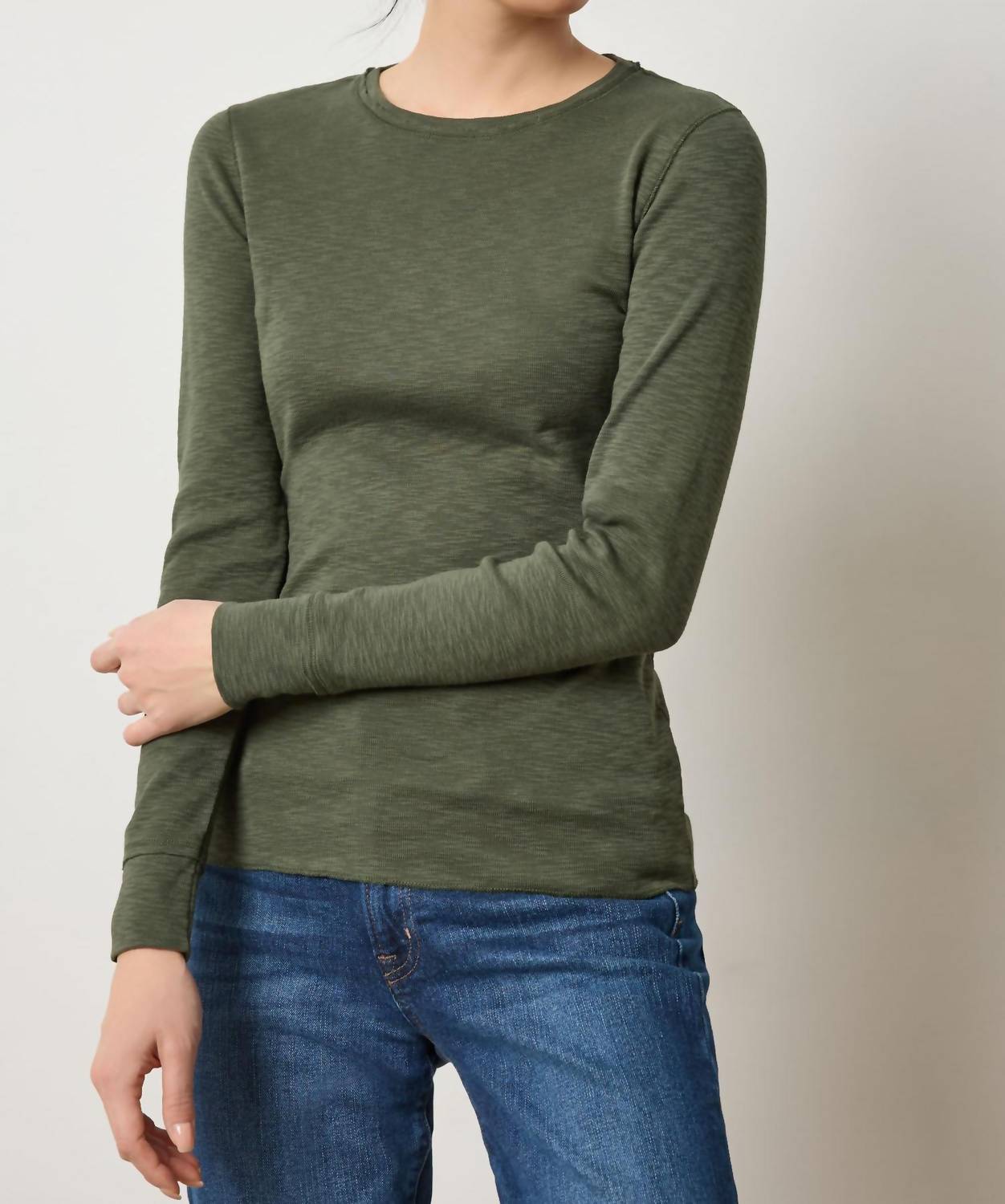 Lilla P - Rib Slub Long Sleeve Crewneck Top