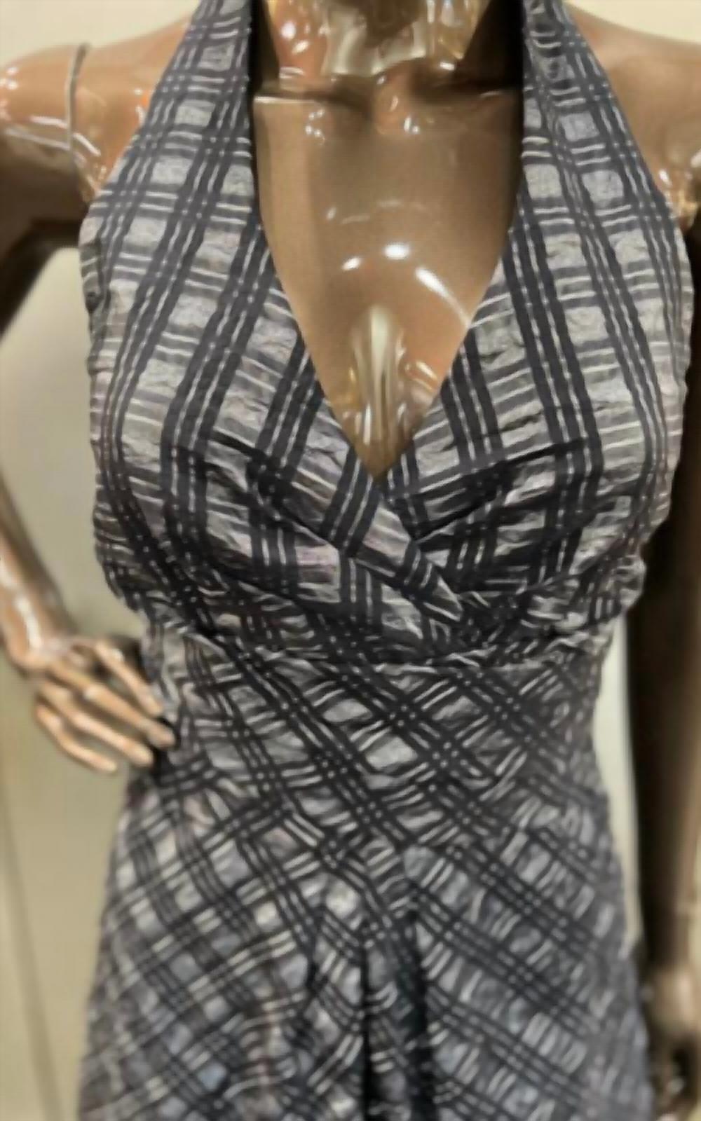 Donna Ricco - Taffeta Plaid Halter Cocktail Dress