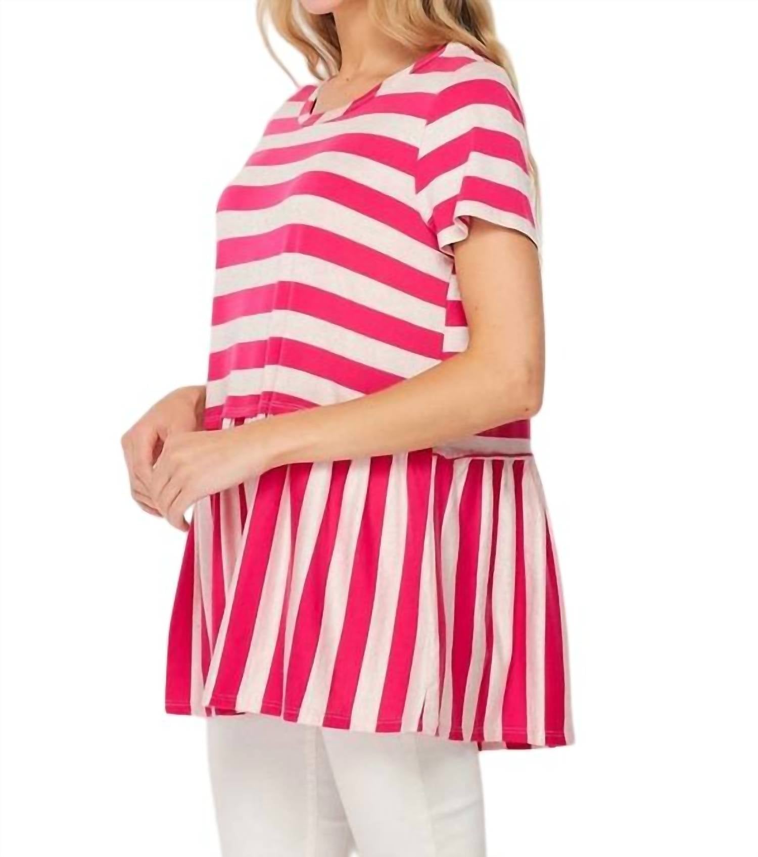 Honeyme - Stripe Babydoll Top -PLUS
