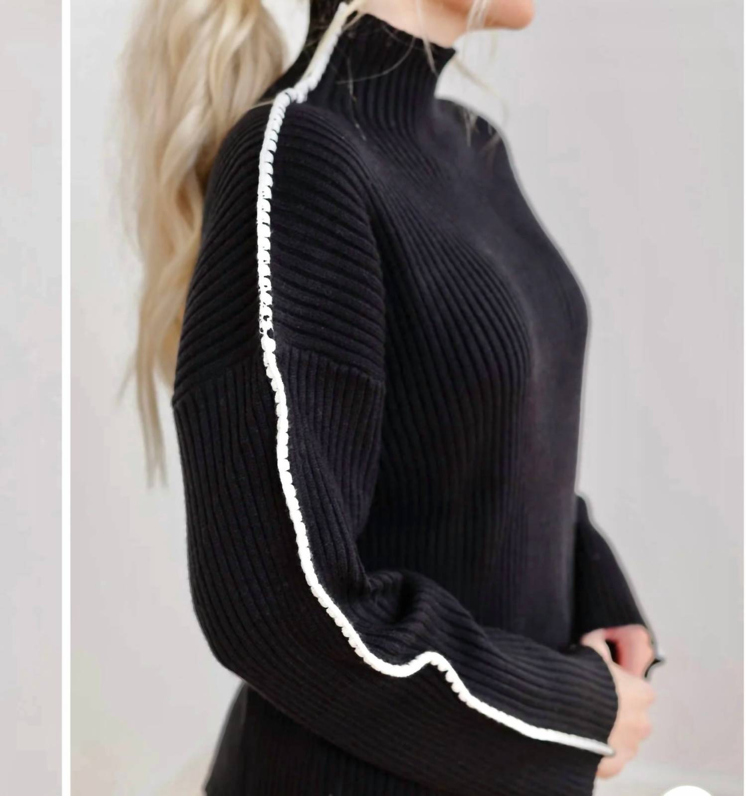 Elan - Stitch Mock Neck Sweater