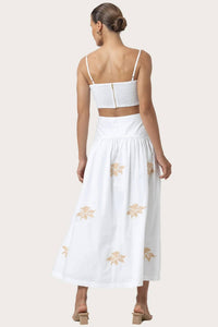 Lusana - Orchid Embroidery Poplin Top