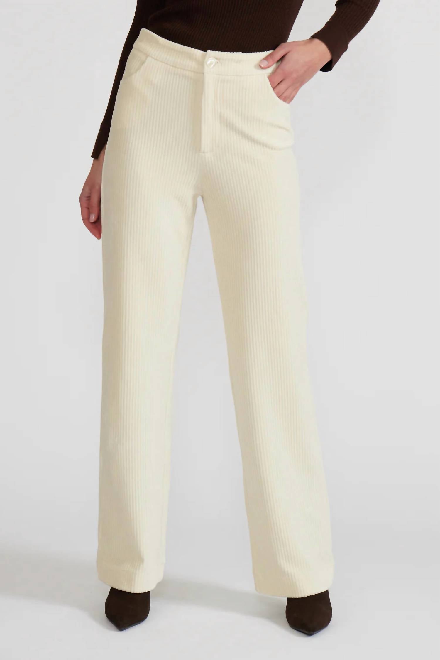 LUCY PARIS Adam Corduroy Pants in cream - women's pants