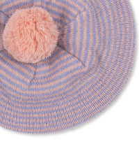 Konges Sløjd Kids' Berle Knit Beret in purple pink - kids' hat - detail view