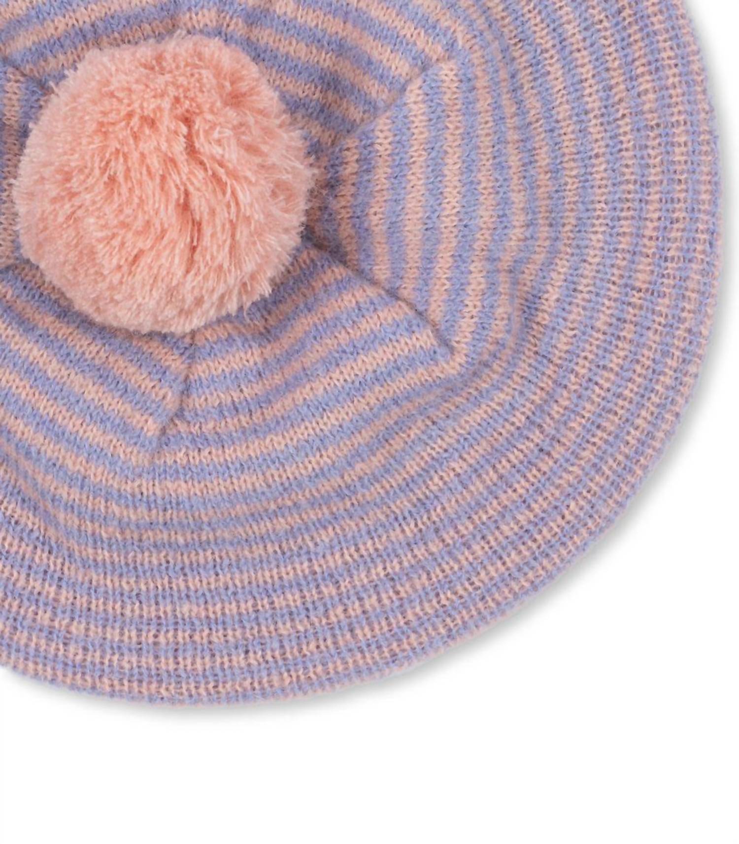 Konges Sløjd Kids' Berle Knit Beret in purple pink - kids' hat - detail view