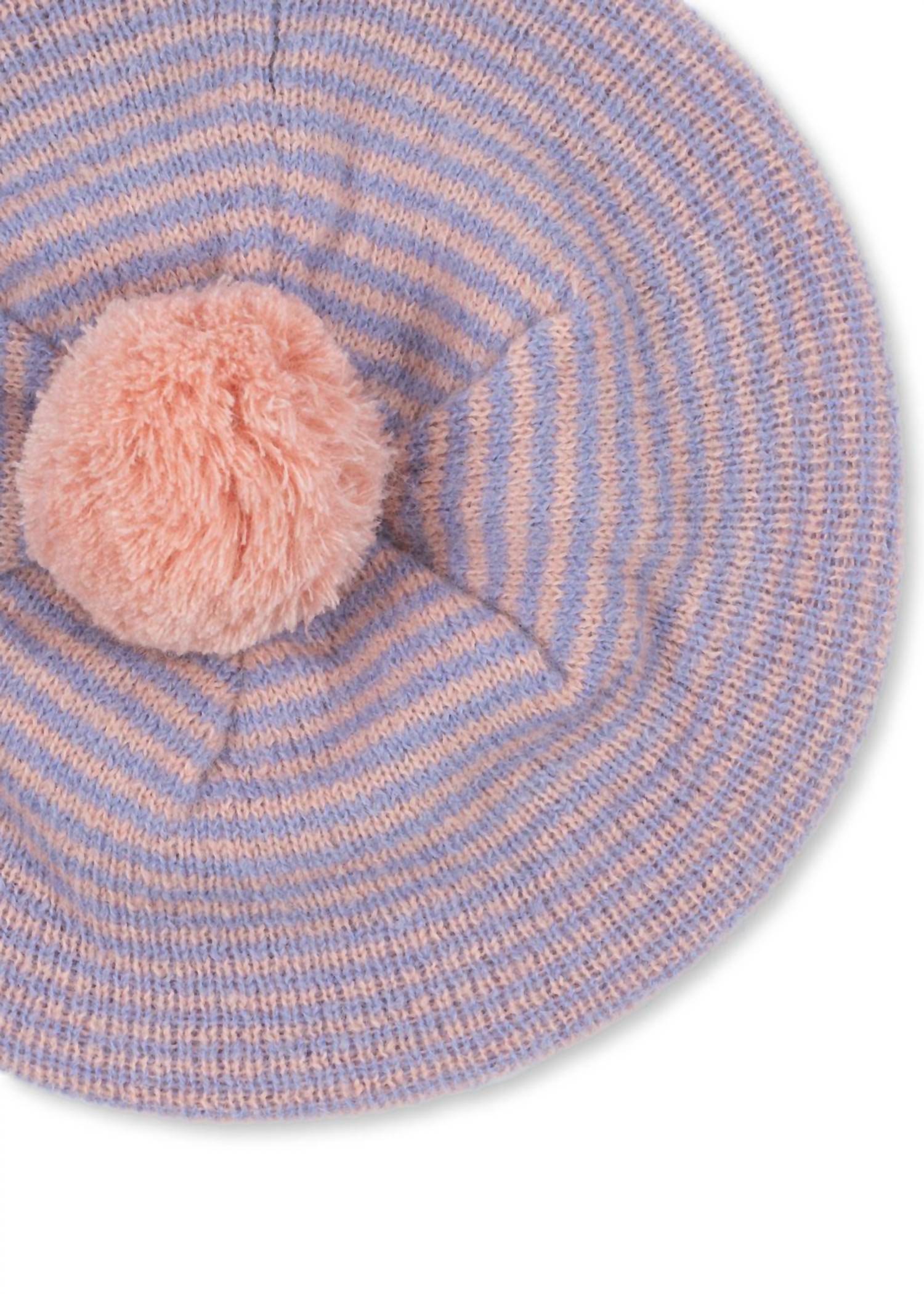 Konges Sløjd Kids' Berle Knit Beret in purple pink - kids' hat - alternate view