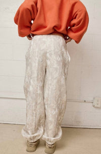 PAPERMOON Fleece Jogger Pants in light camo - women's pants - detail view