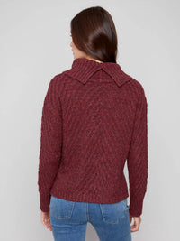 Charlie B - Cowl Neck Diagonal Cable Sweater