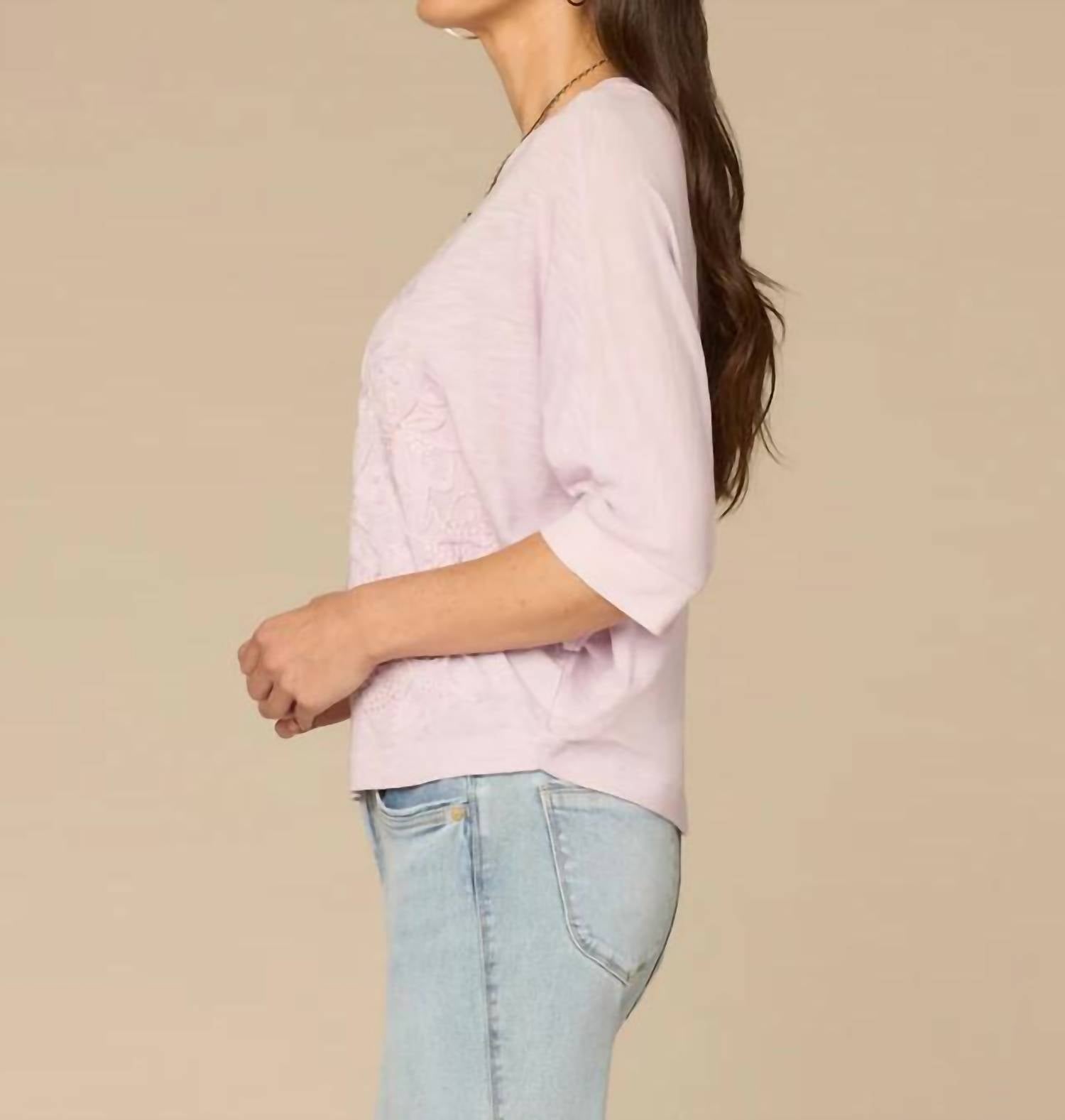 Democracy - Embroidered Scoop Neck Dolman Top